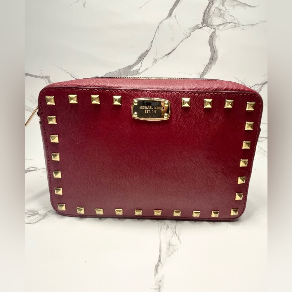 Michael Kors Jet Set Travel Crossbody Bag in Red Saffiano Leather